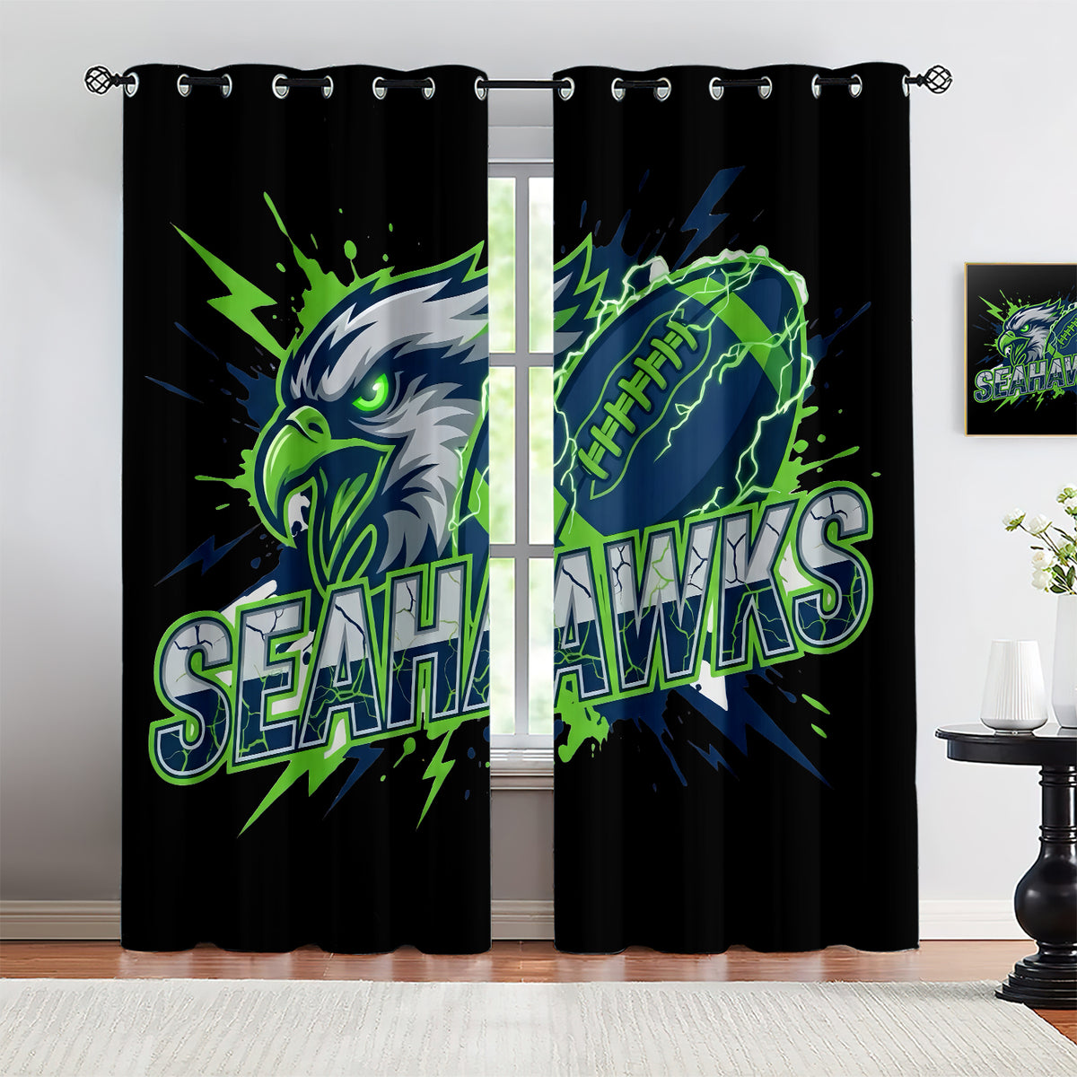 Seattle Seahawks Blackout Curtains Drapes For Window Treatment Set