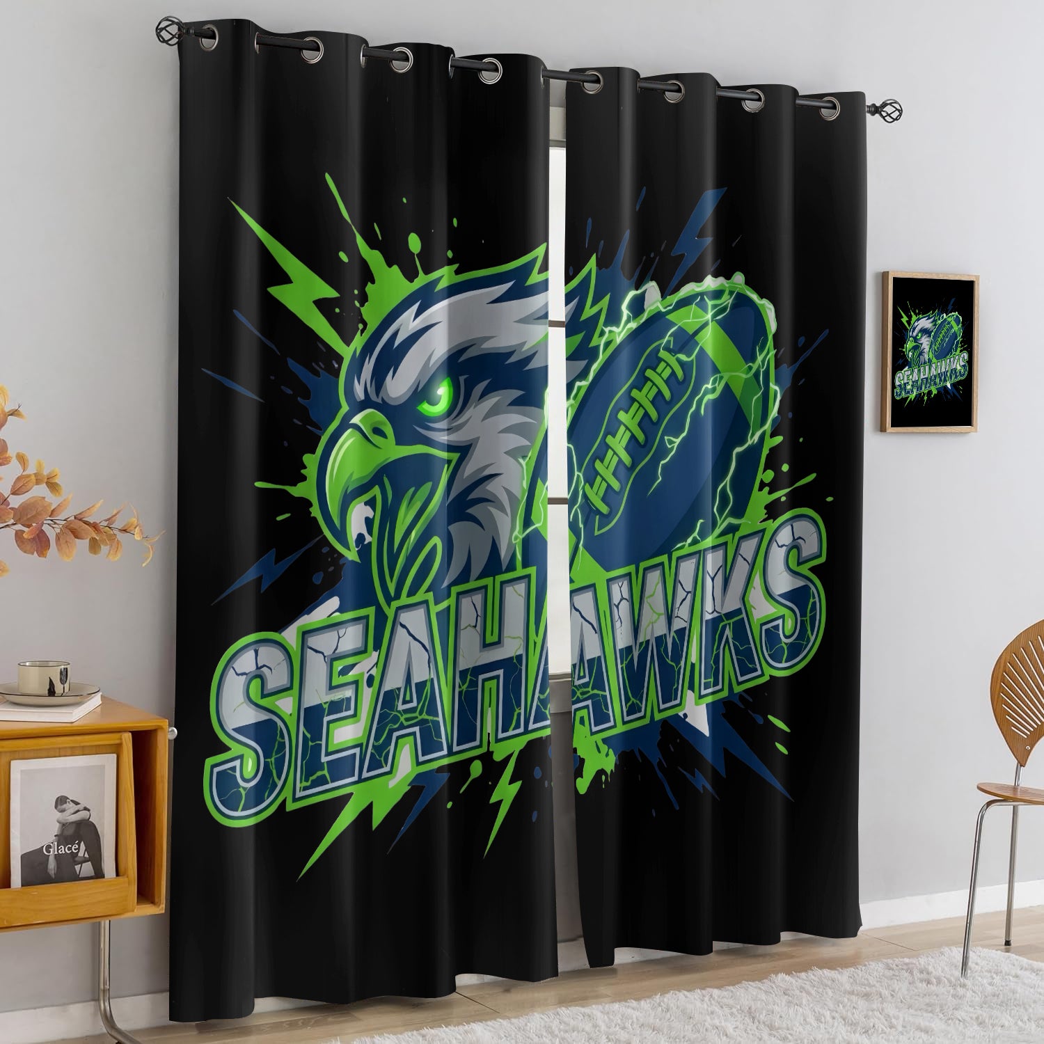 Seattle Seahawks Blackout Curtains Drapes For Window Treatment Set