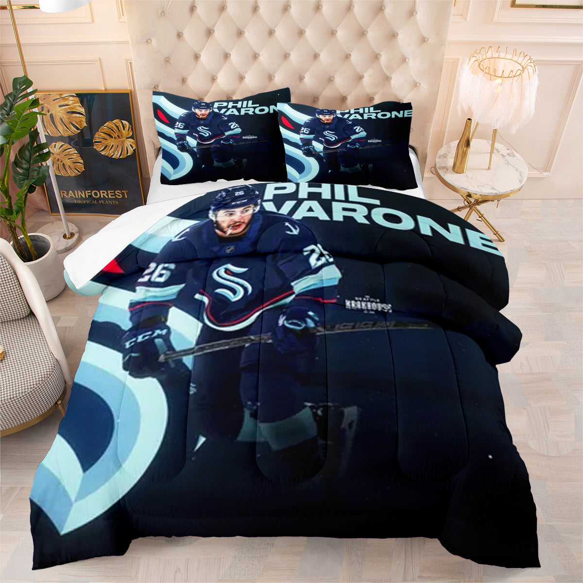 Seattle Kraken Hockey League Comforter Pillowcase Sets Blanket All Season Reversible Quilted Duvet