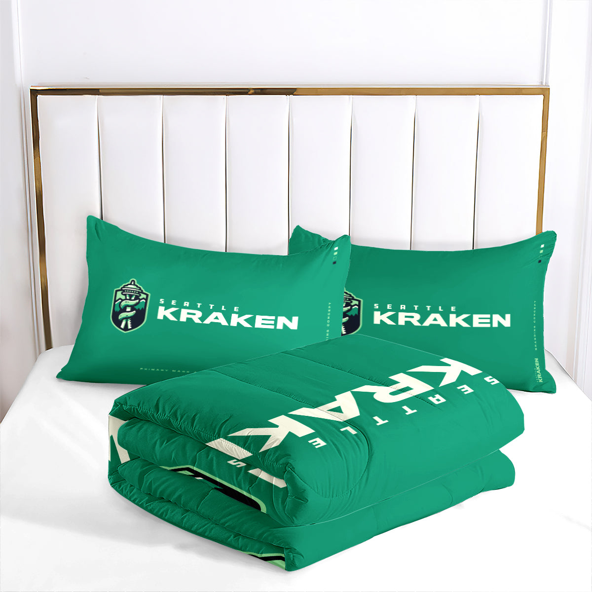 Seattle Kraken Hockey League Comforter Pillowcase Sets Blanket All Season Reversible Quilted Duvet