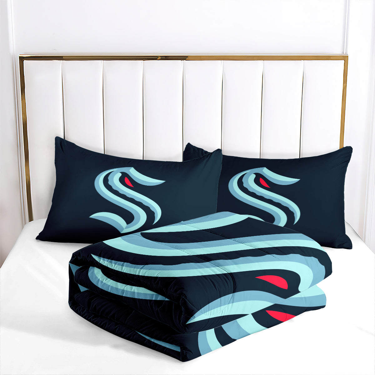 Seattle Kraken Hockey League Comforter Pillowcase Sets Blanket All Season Reversible Quilted Duvet