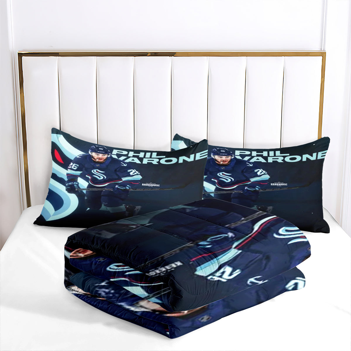 Seattle Kraken Hockey League Comforter Pillowcase Sets Blanket All Season Reversible Quilted Duvet