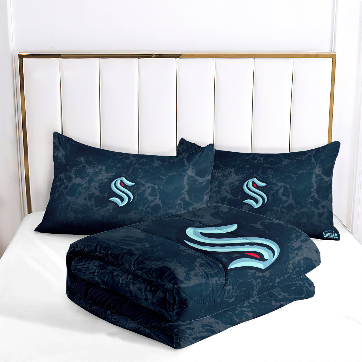 Seattle Kraken Hockey League Comforter Pillowcase Sets Blanket All Season Reversible Quilted Duvet