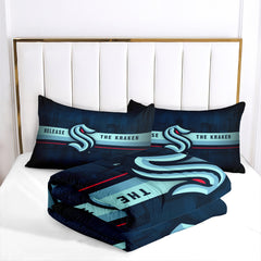 Seattle Kraken Hockey League Comforter Pillowcase Sets Blanket All Season Reversible Quilted Duvet