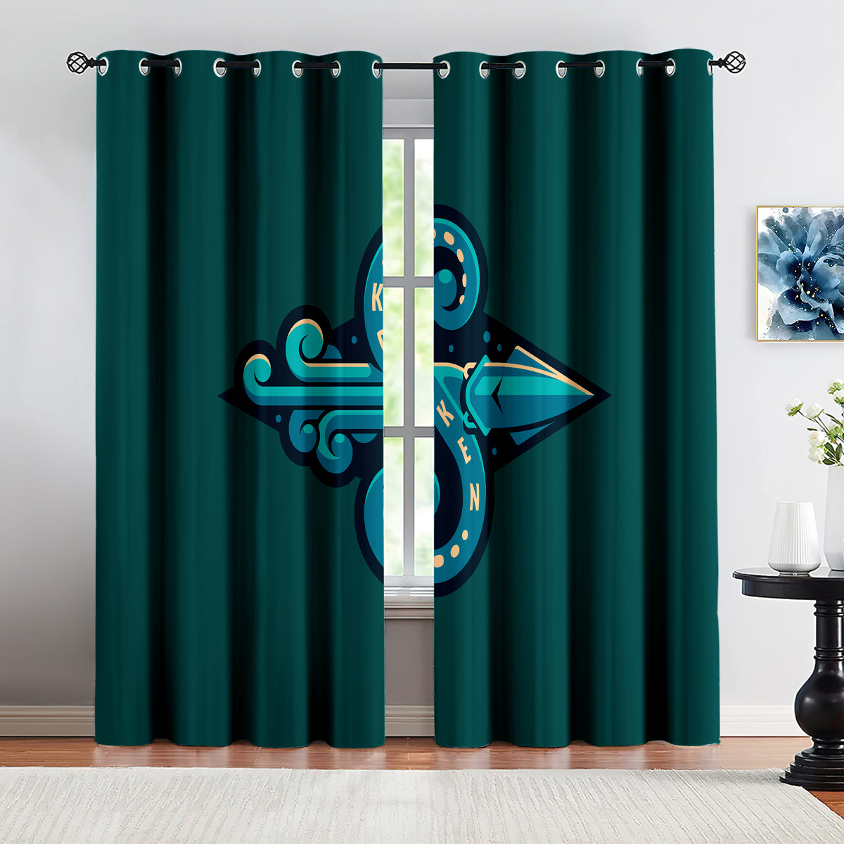 Seattle Kraken Hockey League Blackout Curtains Drapes For Window Treatment Set