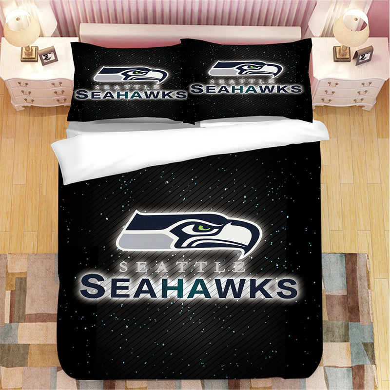 Seattle Seahawk Football League Duvet Cover Quilt Case Pillowcase Bedding Set