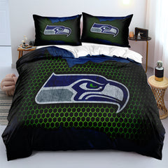 Seattle Seahawk Football League Duvet Cover Quilt Case Pillowcase Bedding Set