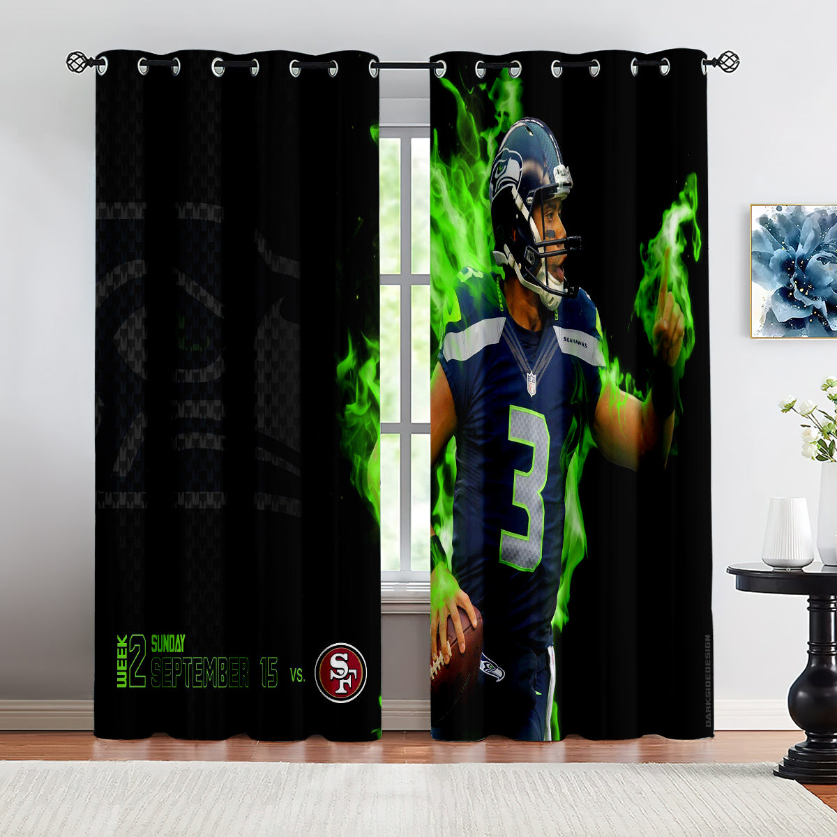 Seattle Seahawks Football Team Blackout Curtains Drapes For Window Treatment Set