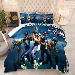 Seattle Seahawks Football Team Comforter Pillowcase Sets Blanket All Season Reversible Quilted Duvet