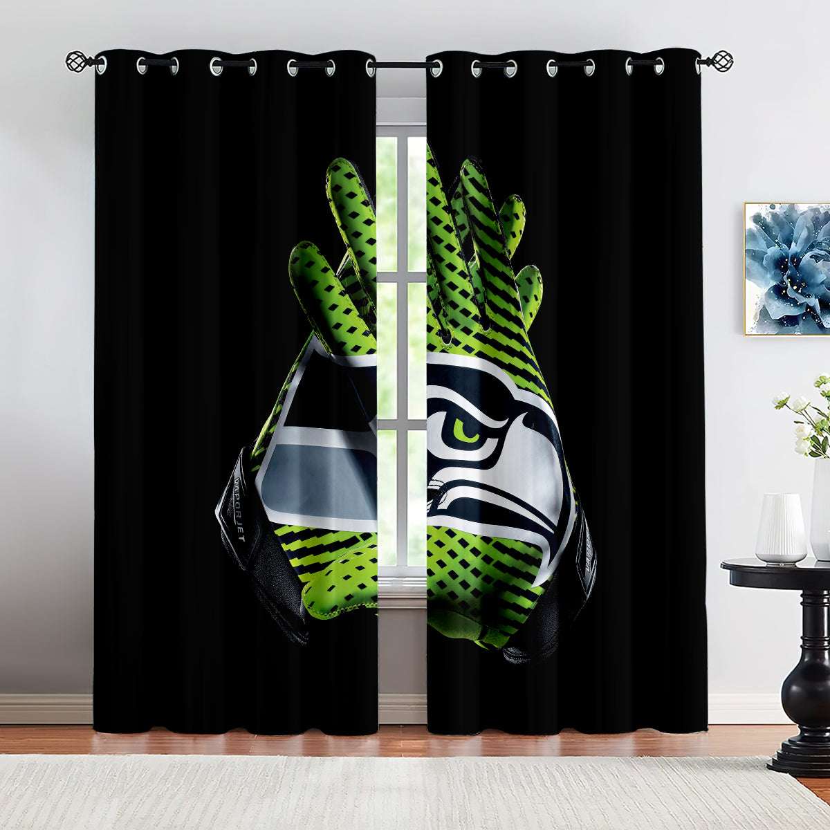 Seattle Seahawks Football Team Blackout Curtains Drapes For Window Treatment Set