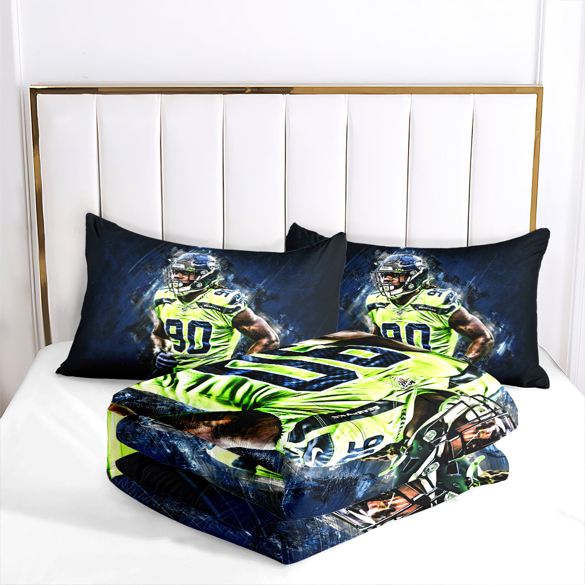 Seattle Seahawks Football Team Comforter Pillowcase Sets Blanket All Season Reversible Quilted Duvet