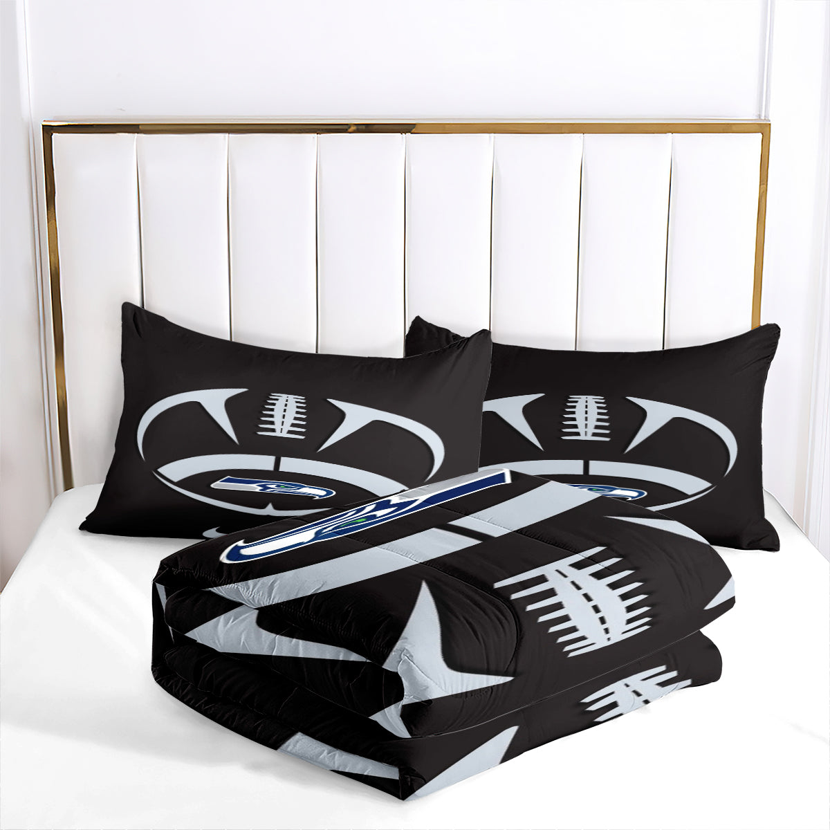 Seattle Seahawks Football Team Comforter Pillowcase Sets Blanket All Season Reversible Quilted Duvet