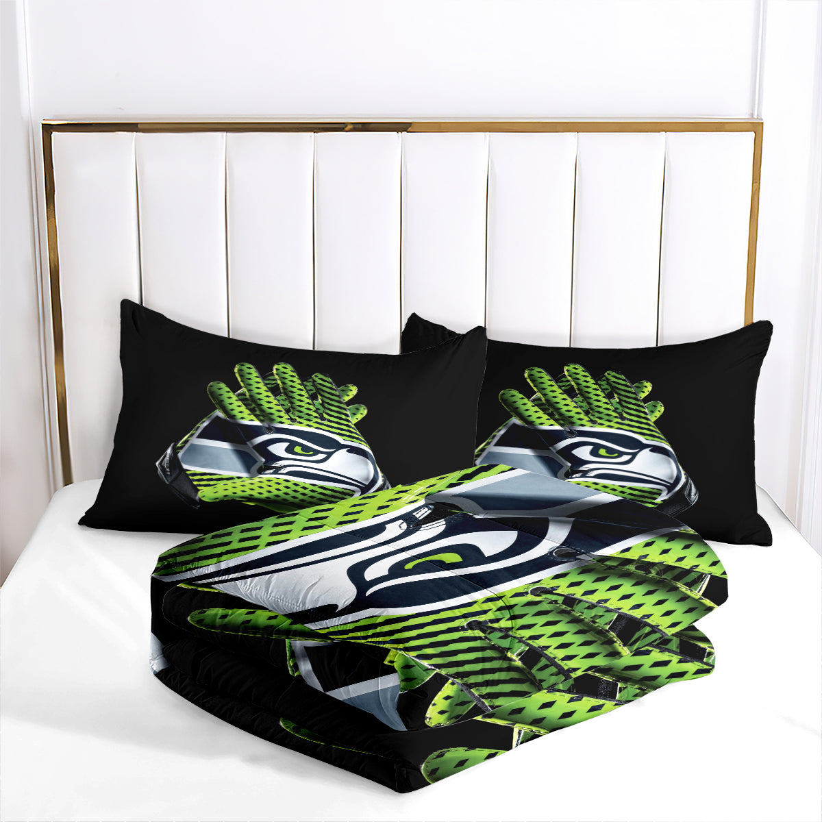 Seattle Seahawks Football Team Comforter Pillowcase Sets Blanket All Season Reversible Quilted Duvet