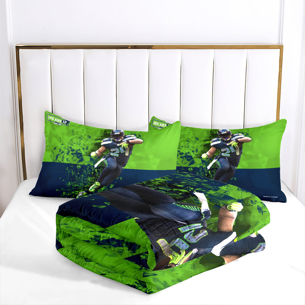 Seattle Seahawks Football Team Comforter Pillowcase Sets Blanket All Season Reversible Quilted Duvet