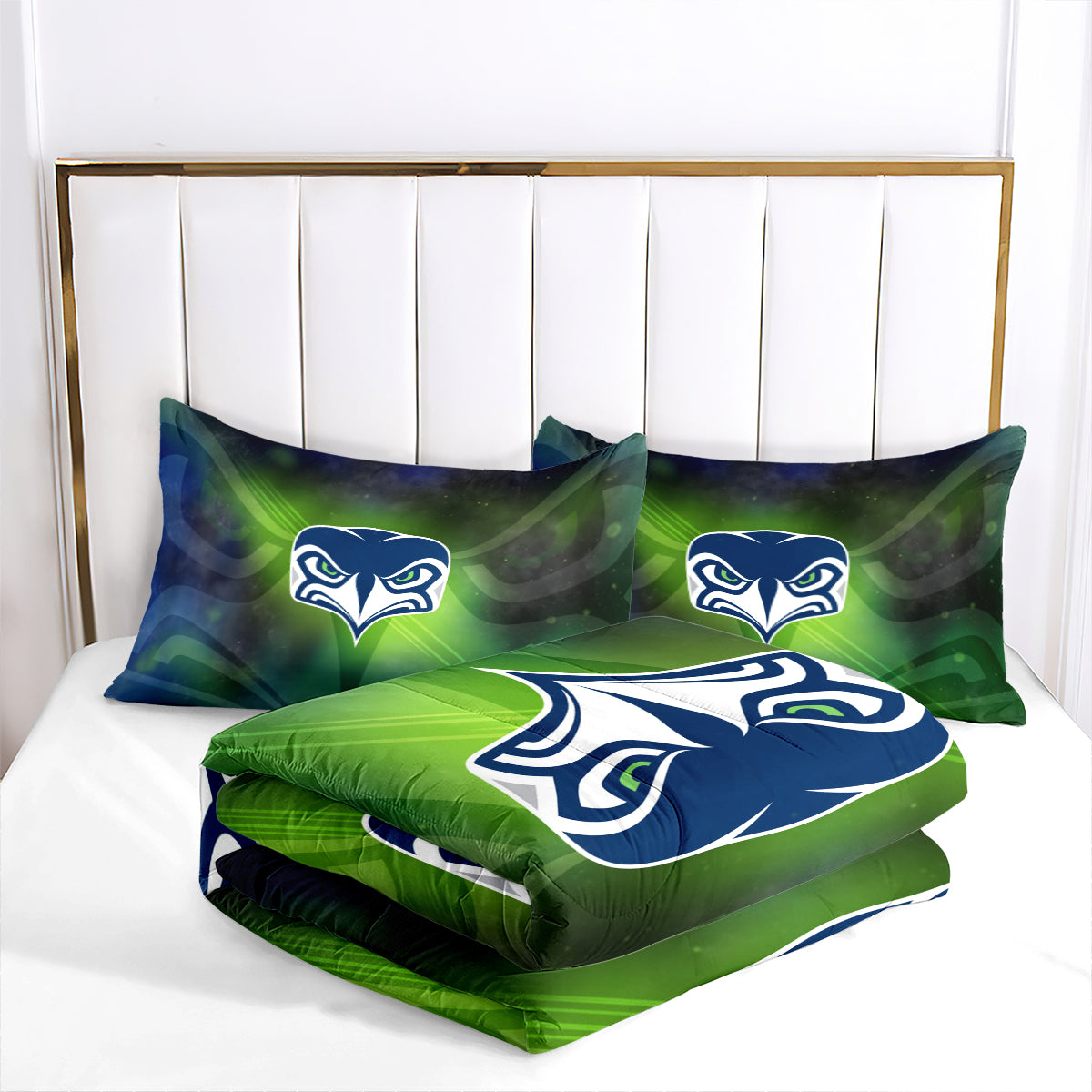 Seattle Seahawks Football Team Comforter Pillowcase Sets Blanket All Season Reversible Quilted Duvet