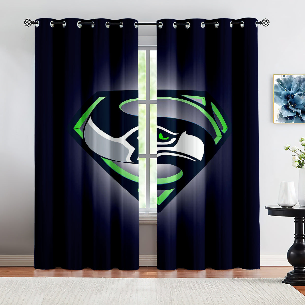 Seattle Seahawks Football Team Blackout Curtains Drapes For Window Treatment Set