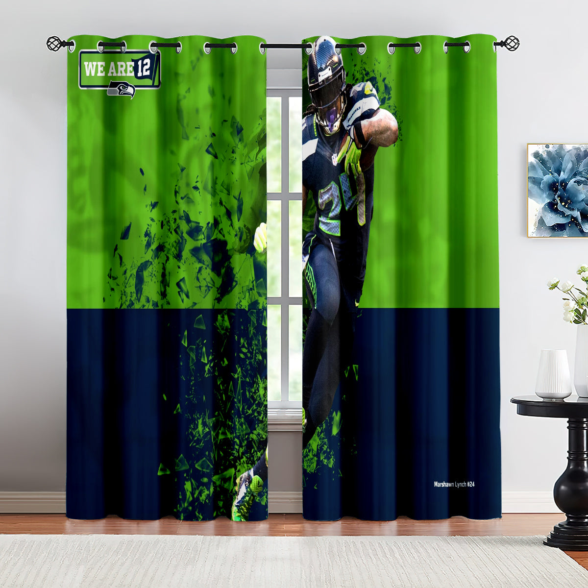 Seattle Seahawks Football Team Blackout Curtains Drapes For Window Treatment Set