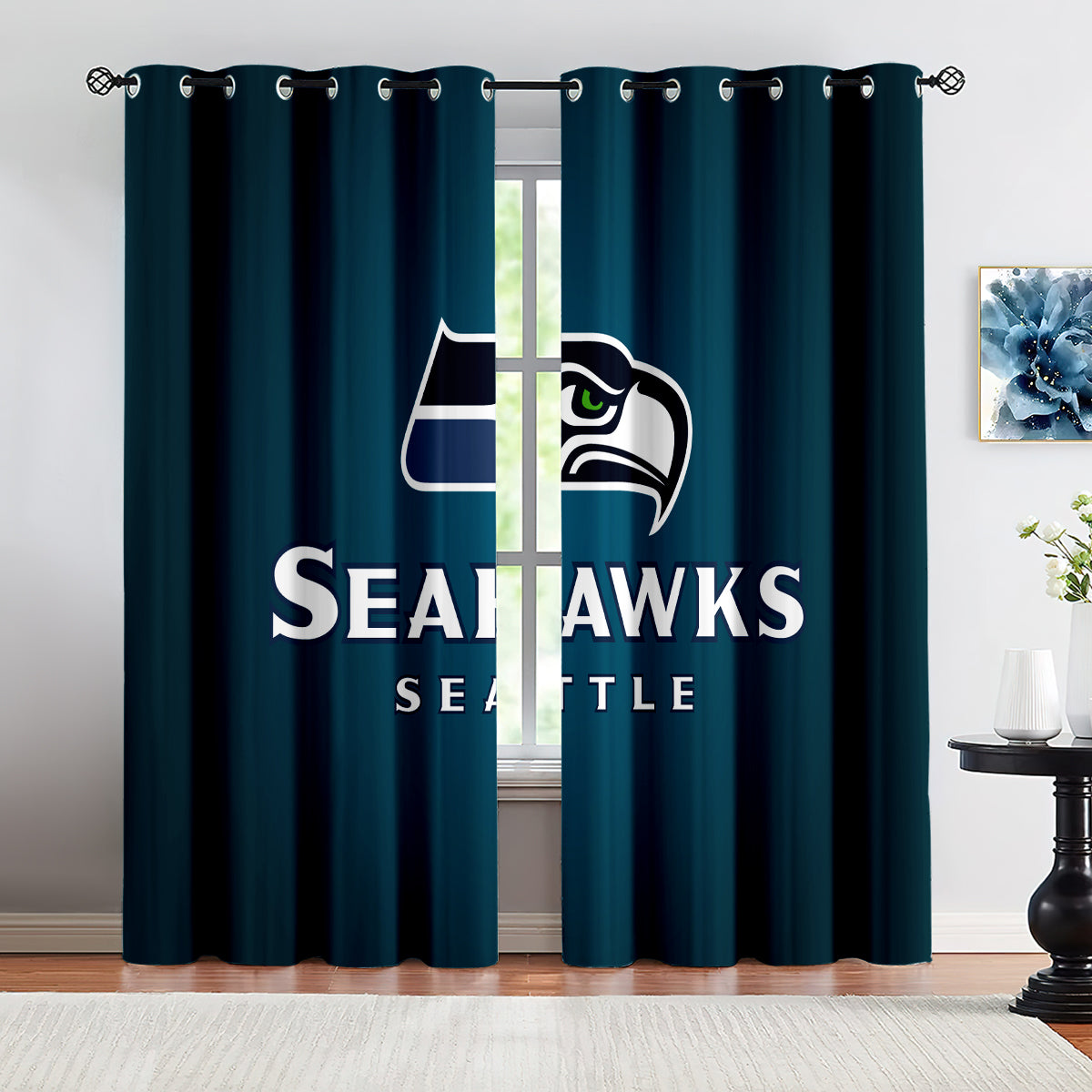 Seattle Seahawks Football Team Blackout Curtains Drapes For Window Treatment Set