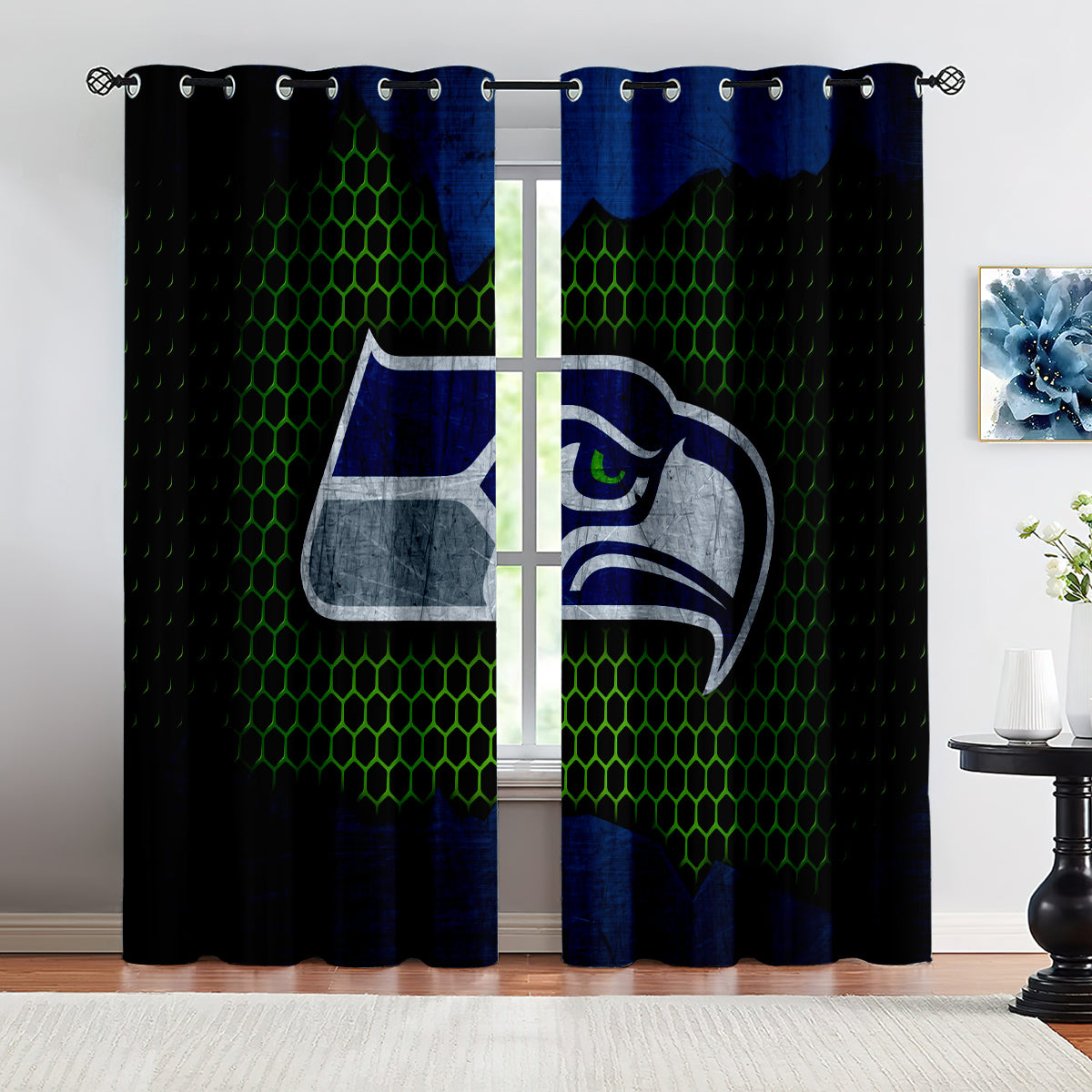 Seattle Seahawks Football Team Blackout Curtains Drapes For Window Treatment Set