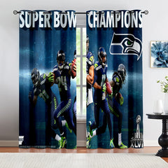 Seattle Seahawks Football Team Blackout Curtains Drapes For Window Treatment Set