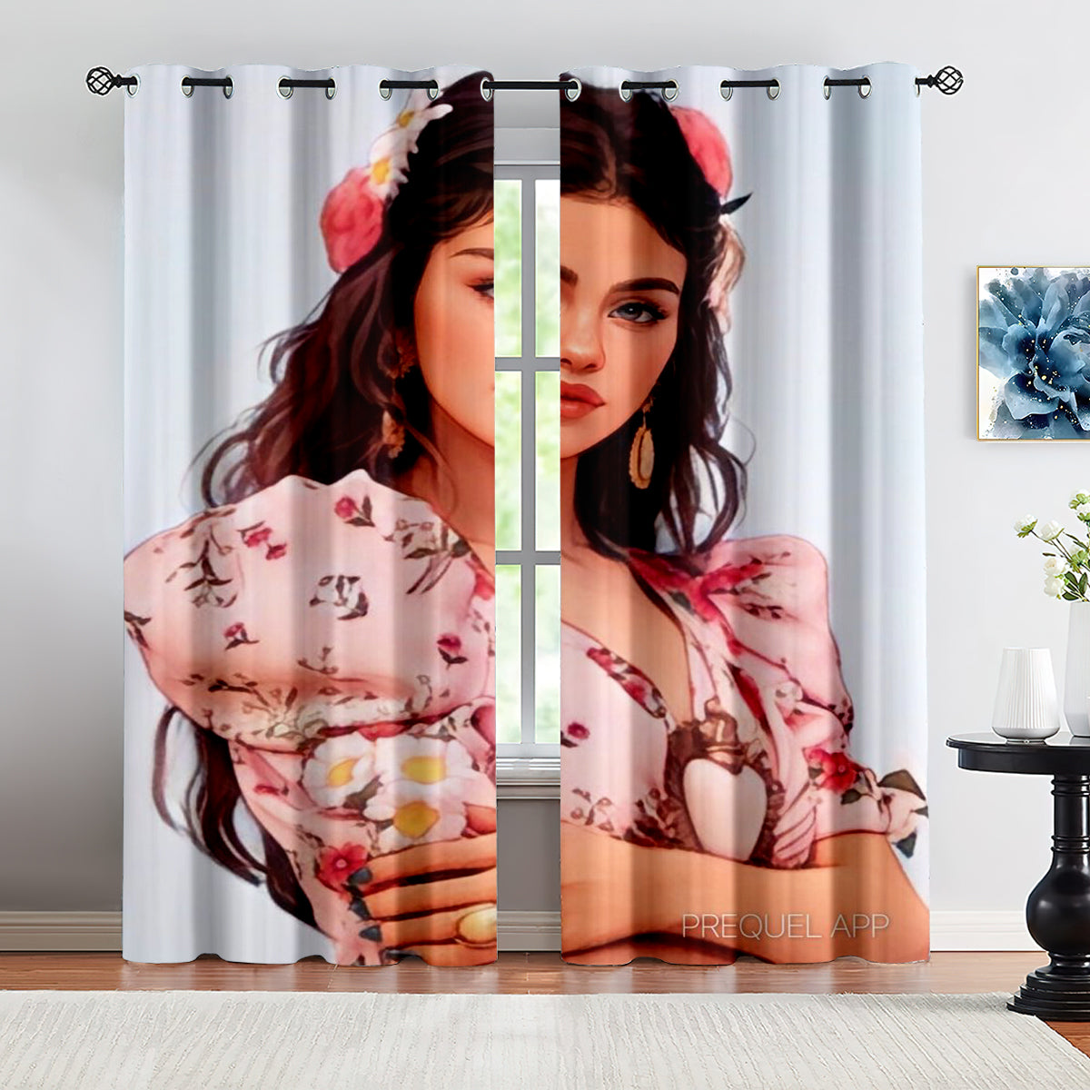 Selena Gomez Blackout Curtains Drapes for Window Treatment Set