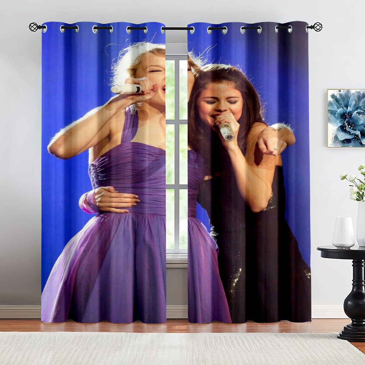 Selena Gomez Blackout Curtains Drapes for Window Treatment Set