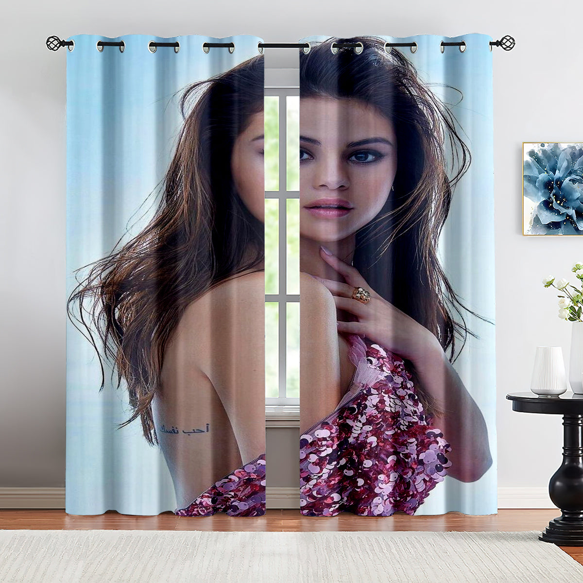 Selena Gomez Blackout Curtains Drapes for Window Treatment Set