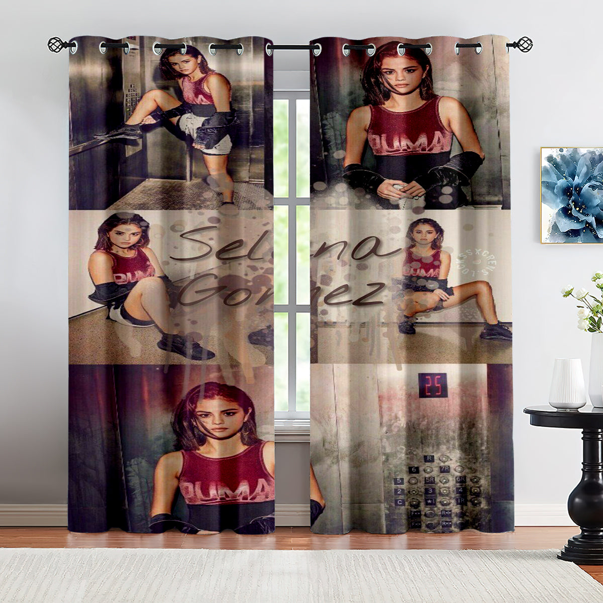 Selena Gomez Blackout Curtains Drapes for Window Treatment Set