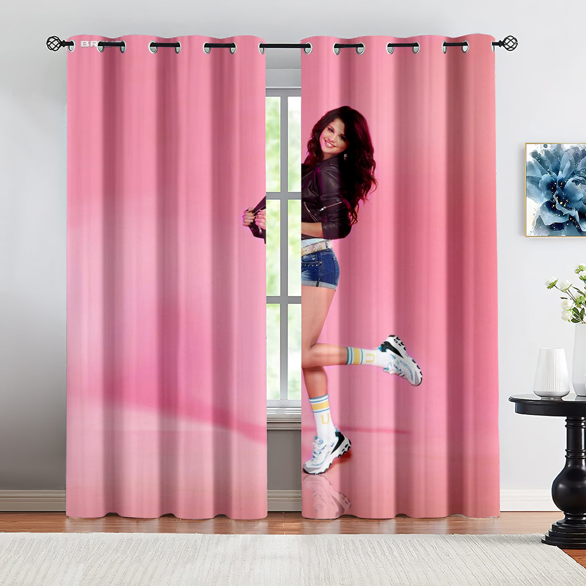 Selena Gomez Blackout Curtains Drapes for Window Treatment Set