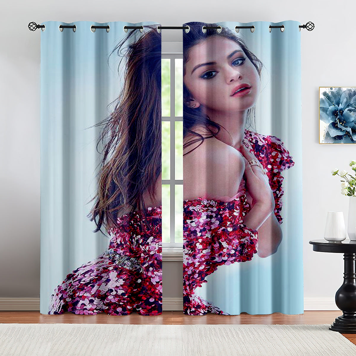 Selena Gomez Blackout Curtains Drapes for Window Treatment Set