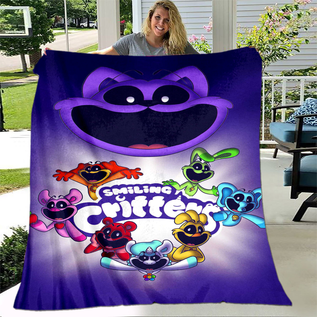 Smiling Critters Flannel Fleece Throw Blanket