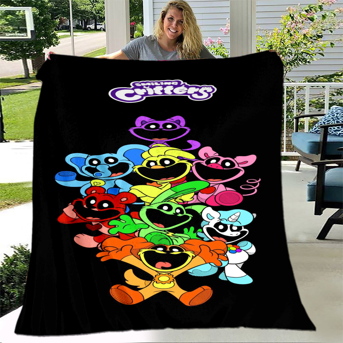 Smiling Critters Flannel Fleece Throw Blanket