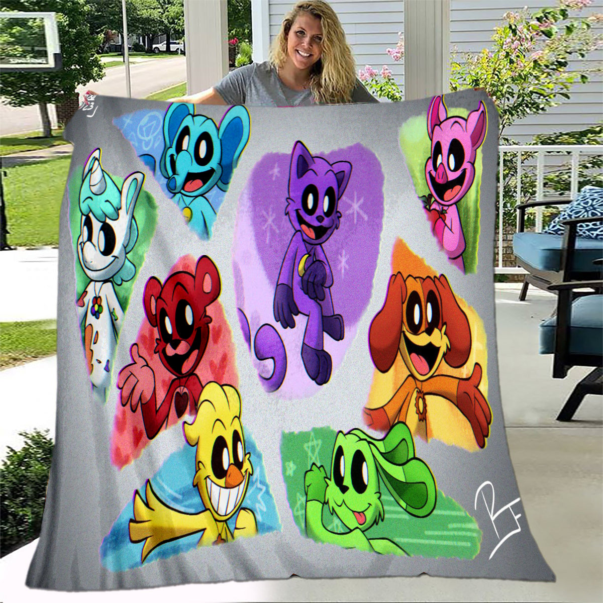 Smiling Critters Flannel Fleece Throw Blanket