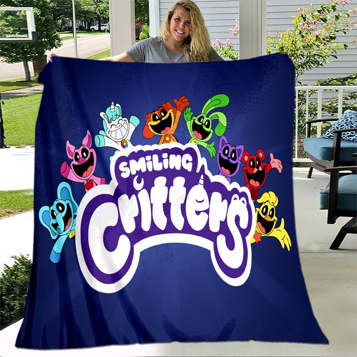 Smiling Critters Flannel Fleece Throw Blanket