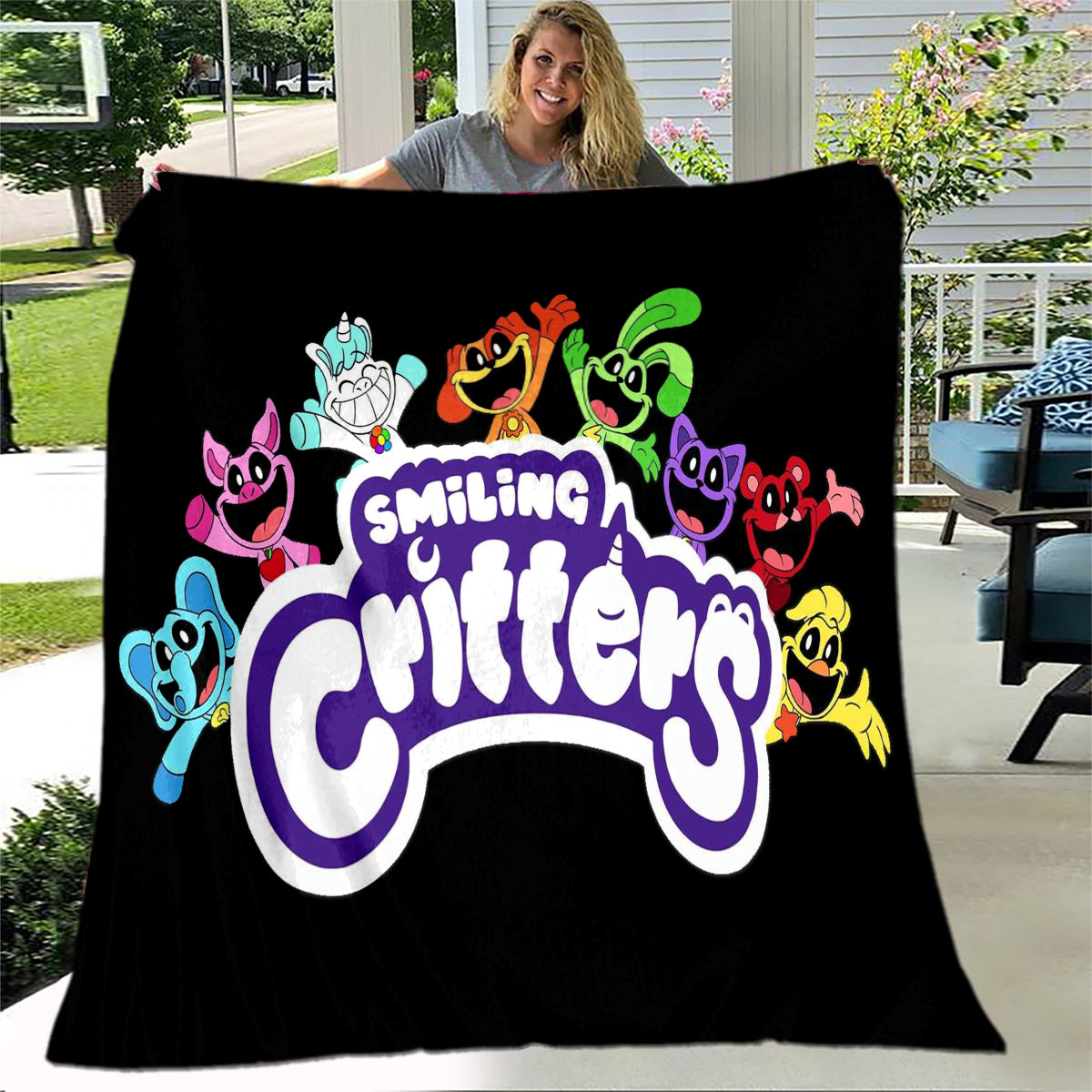 Smiling Critters Flannel Fleece Throw Blanket