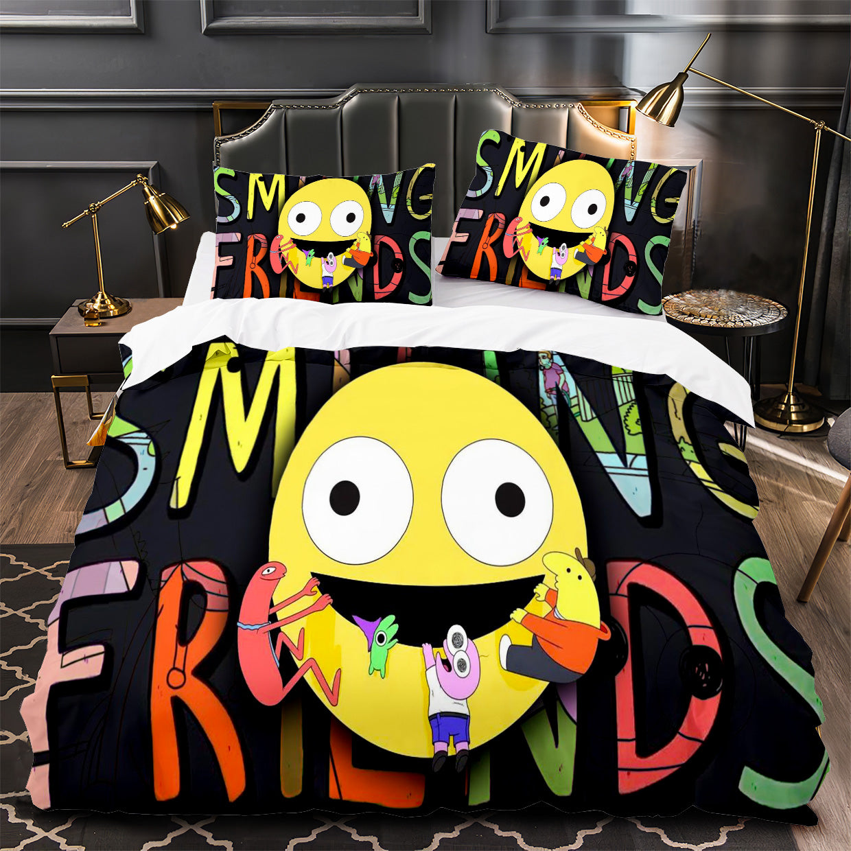 Smiling Friends Duvet Cover Quilt Case Pillowcase Bedding Set Without Filler