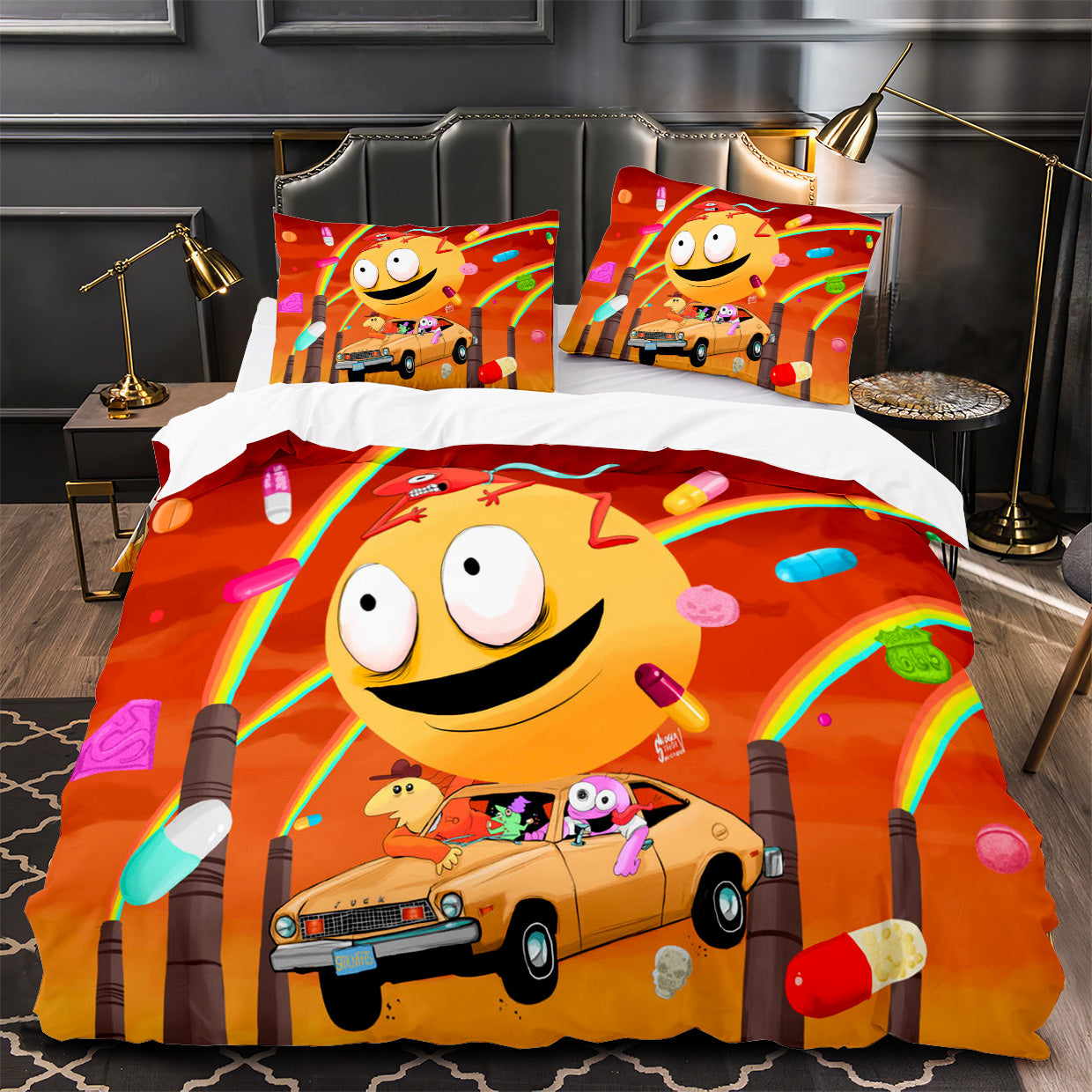 Smiling Friends Duvet Cover Quilt Case Pillowcase Bedding Set Without Filler