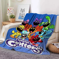 Smiling Critters Flannel Fleece Throw Blanket