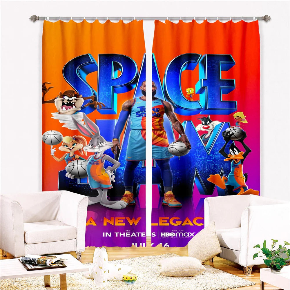 Space Jam A New Legacy Blackout Curtains For Window Treatment Set For Living Room Bedroom