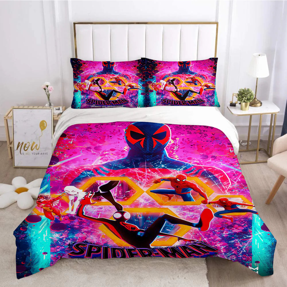 Spider Man Into the Spider Verse Duvet Cover Quilt Case Pillowcase Bedding Set Without Filler