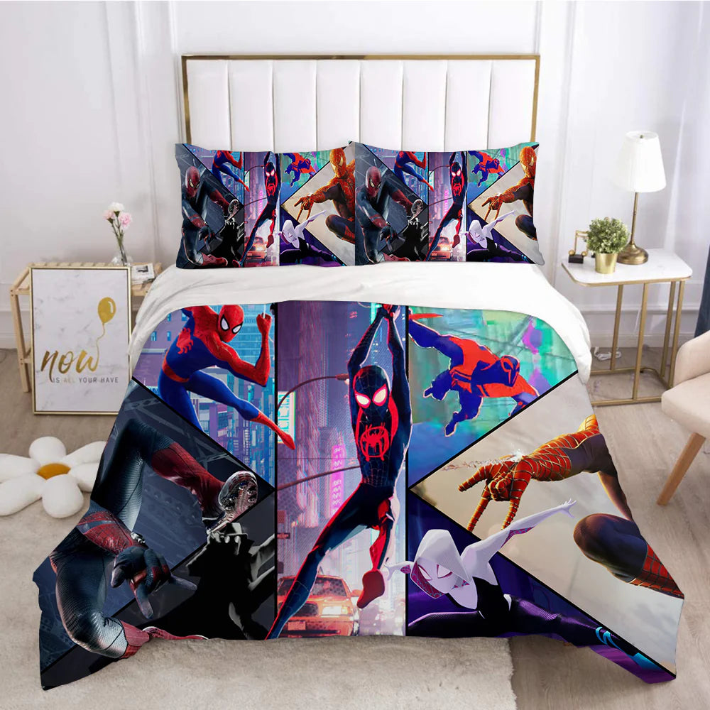 Spider Man Into the Spider Verse Duvet Cover Quilt Case Pillowcase Bedding Set Without Filler