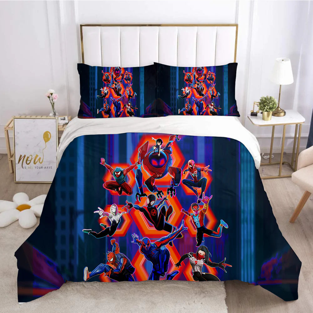 Spider Man Into the Spider Verse Duvet Cover Quilt Case Pillowcase Bedding Set Without Filler