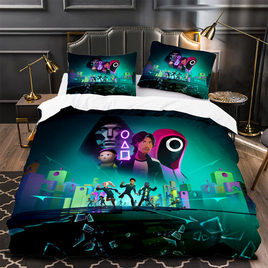 Squids Game Duvet Cover Quilt Case Pillowcase Bedding Set Without Filler 1240
