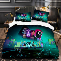 Squids Game Duvet Cover Quilt Case Pillowcase Bedding Set Without Filler