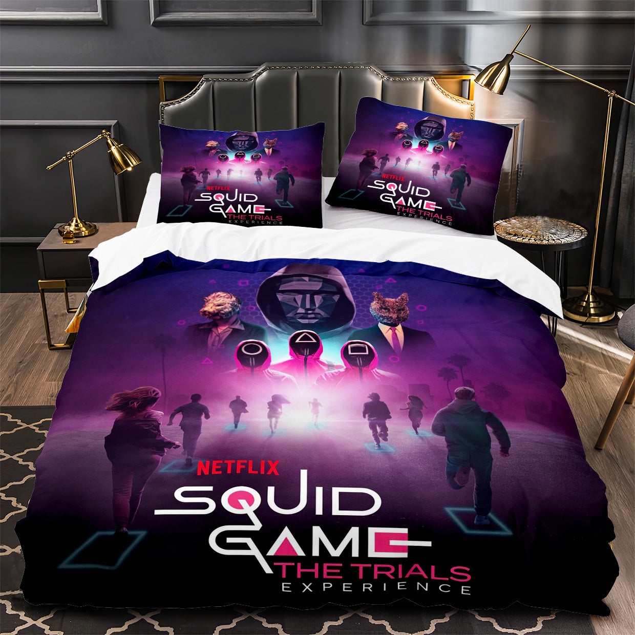 Squids Game Duvet Cover Quilt Case Pillowcase Bedding Set Without Filler
