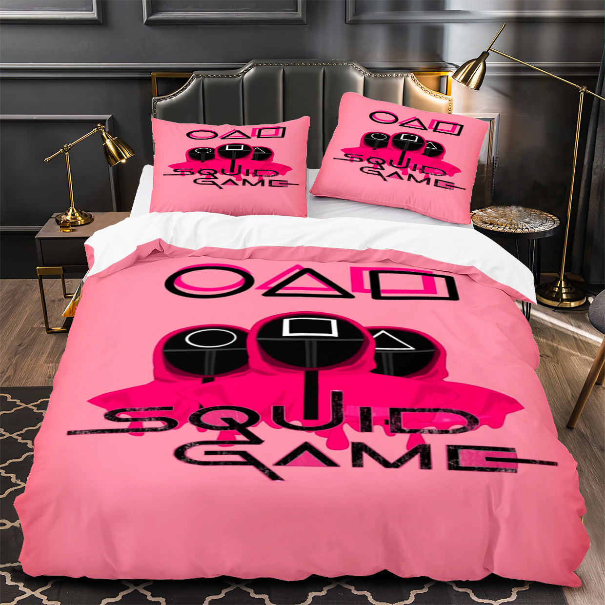 Squids Game Duvet Cover Quilt Case Pillowcase Bedding Set Without Filler