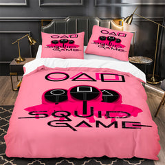 Squids Game Duvet Cover Quilt Case Pillowcase Bedding Set Without Filler