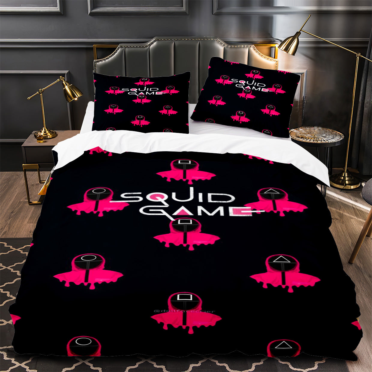 Squids Game Duvet Cover Quilt Case Pillowcase Bedding Set Without Filler