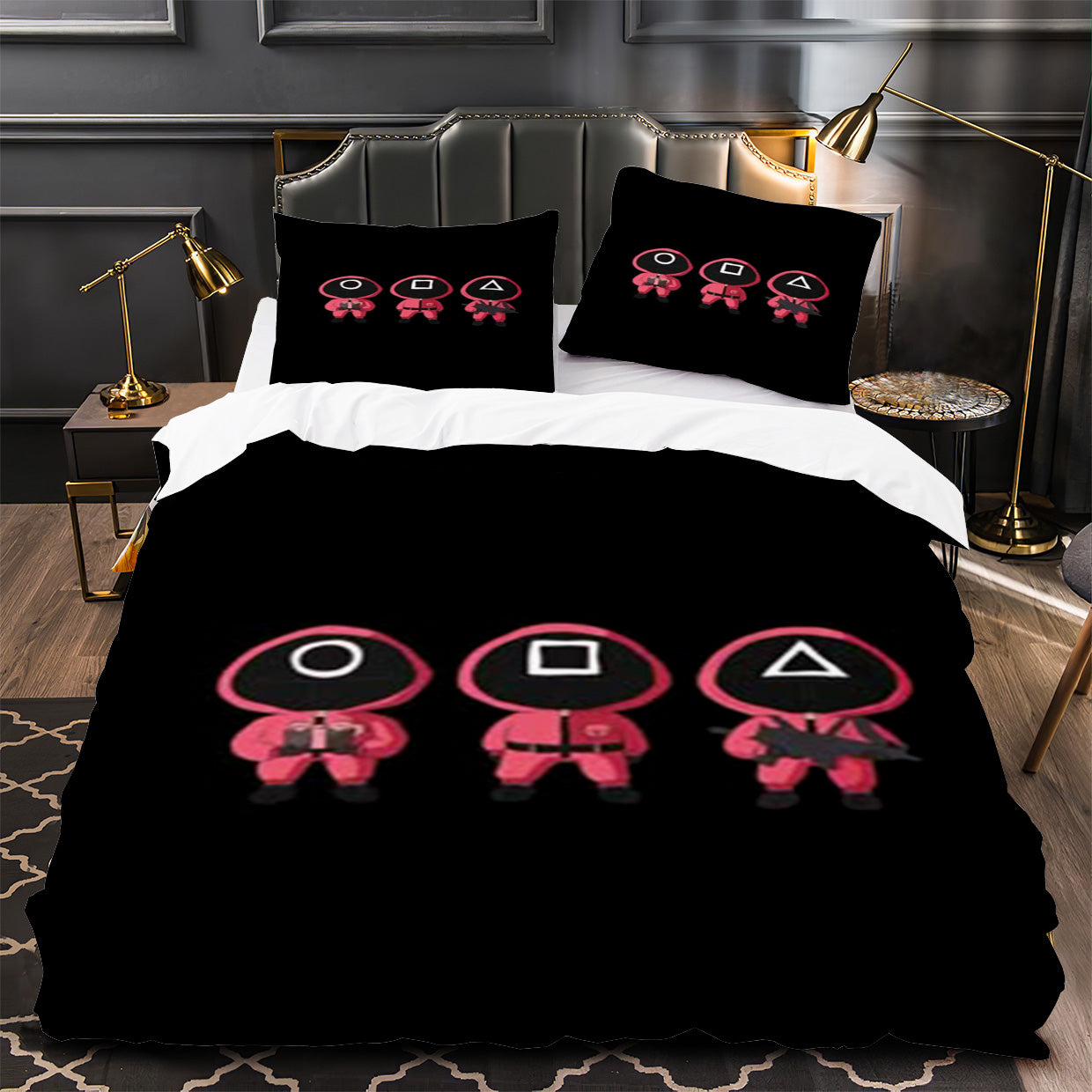 Squids Game Duvet Cover Quilt Case Pillowcase Bedding Set Without Filler