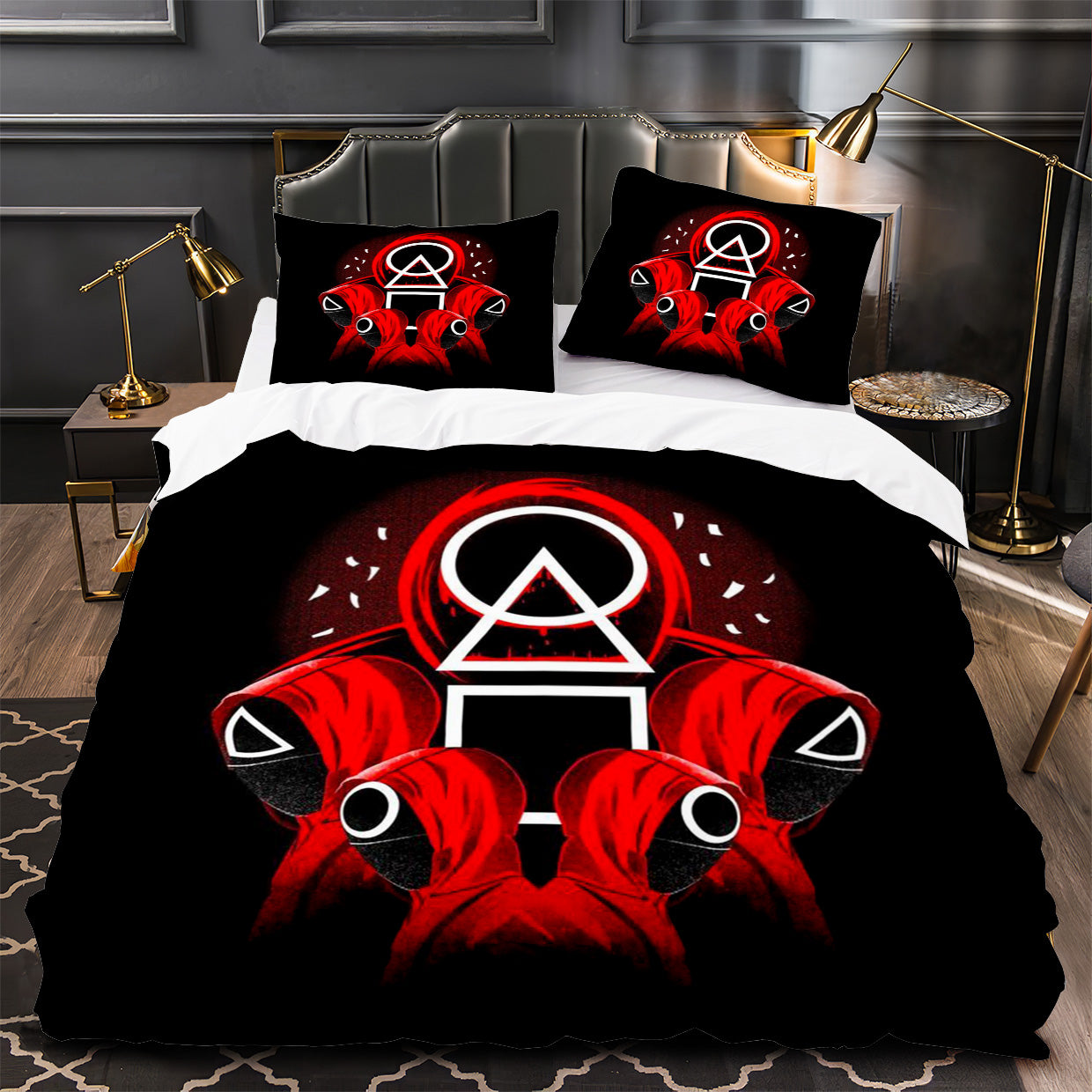 Squids Game Duvet Cover Quilt Case Pillowcase Bedding Set Without Filler